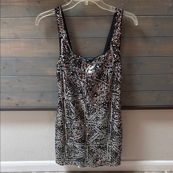 NWT Elegant Black and Silver Sequin Dress - Picture 1 of 10